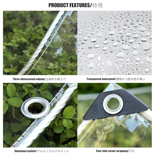 Bâche transparente PVC 2.1x4.5m imperméable pour jardin - 4