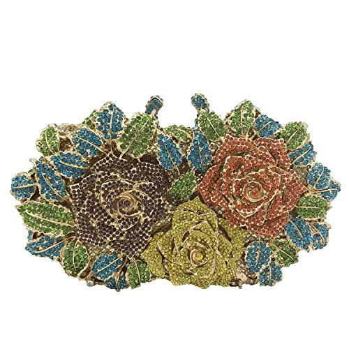Image of Boutique De FGG Mini Flower Evening Bags For Women Formal,Party Rhinestone Clutch Purses,Wedding Floral Crystal Clutch Bag