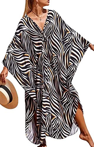 Orshoy Damen Print Kaftan Beachwear Strandkleid Sommekleid Bikini Cover Up...