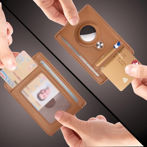 Image of Slim Minimalist Front Pocket Air Tag Wallet, RFID Blocking Card Holder Wallet with Airtag Holder