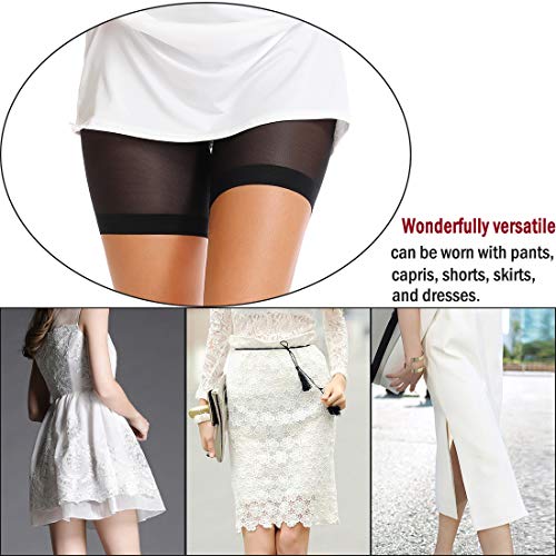 WOWENY Slip Shorts for Under Dresses Seamless Boy Shorts Underwear for Women Anti Chafing Thigh Bands (Black(mesh), x-Large) - Thumbnail 3