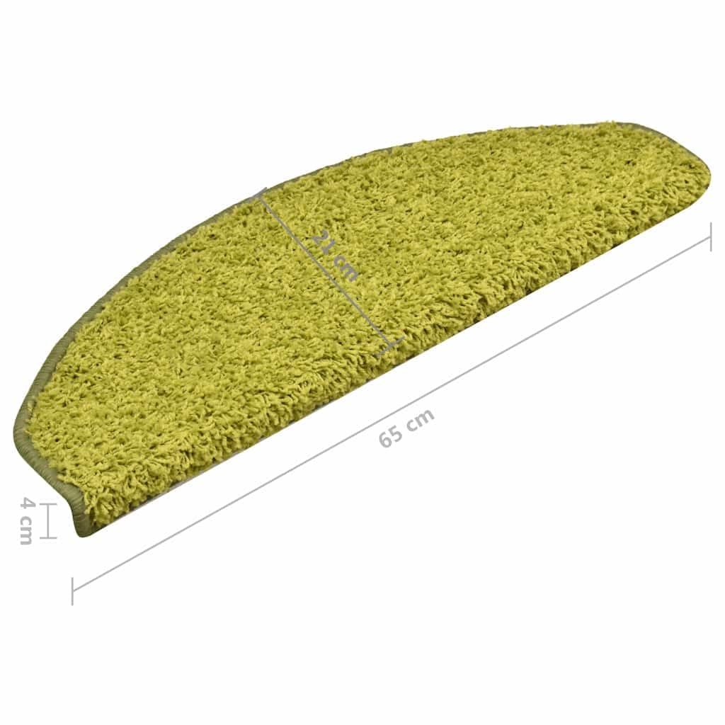 Schody dywaniki dywanowe, 15 sztuk, 65 x 21 x 4 cm, zielone