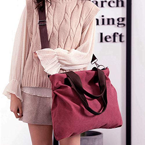 Women's Canvas Tote Purse Shoulder Crossbody Bag Hobo Daily Work Top Handle Handbag (Vigor Red) #TOP1