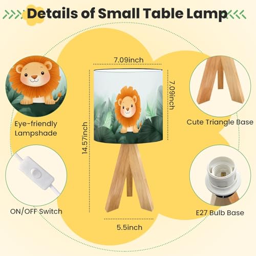 Lámpara de mesa infantil con base de trípode y pantalla de lino miniatura 2