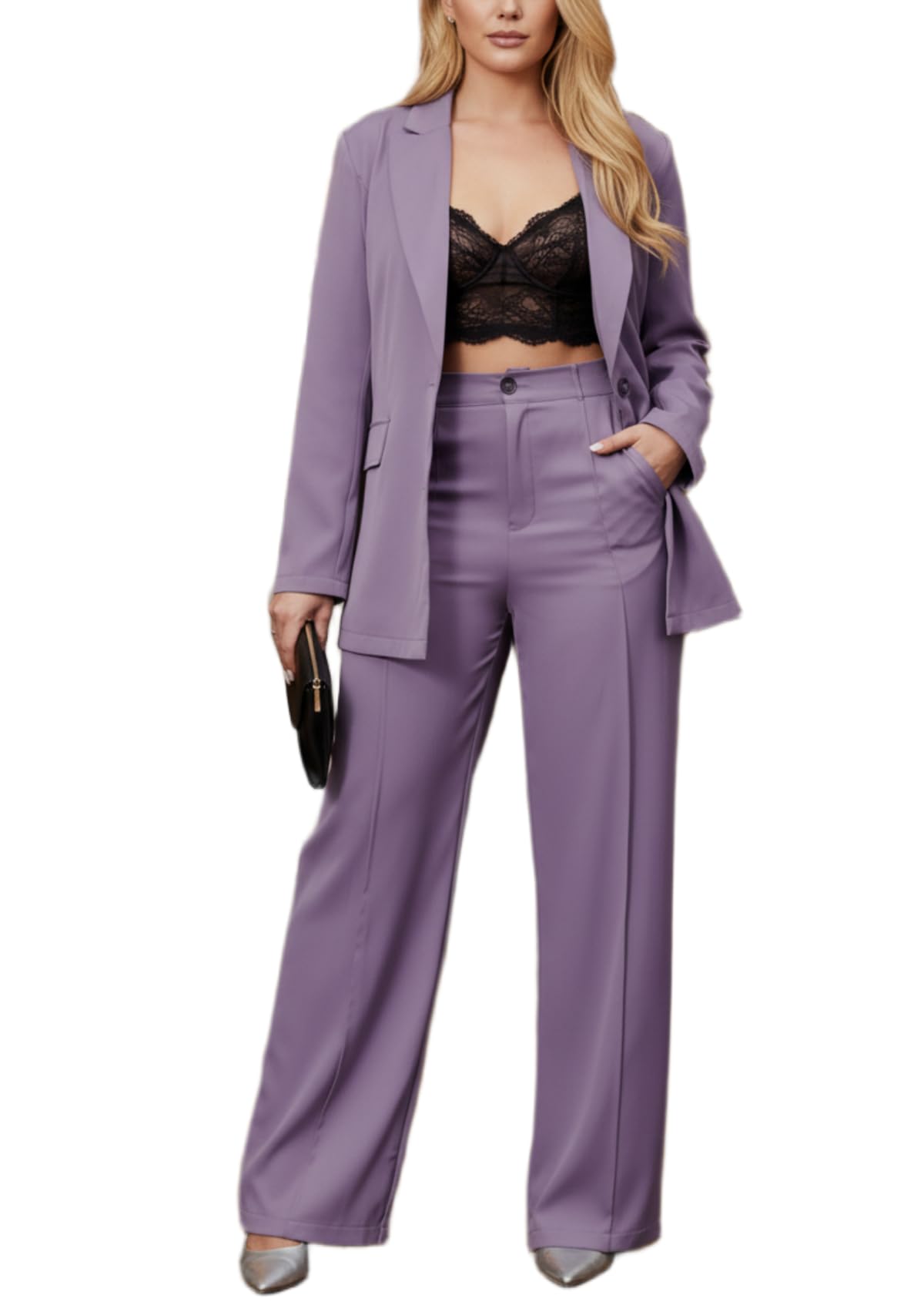 LROSEY Womens Pant Suits 2 Piece Outfits Cool Hues Blazers Suit Pants Sets for Business Casual Teacher Work