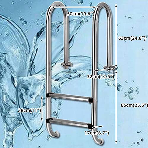 Escalera para piscina de acero inoxidable con 2 peldaños antideslizantes miniatura 5