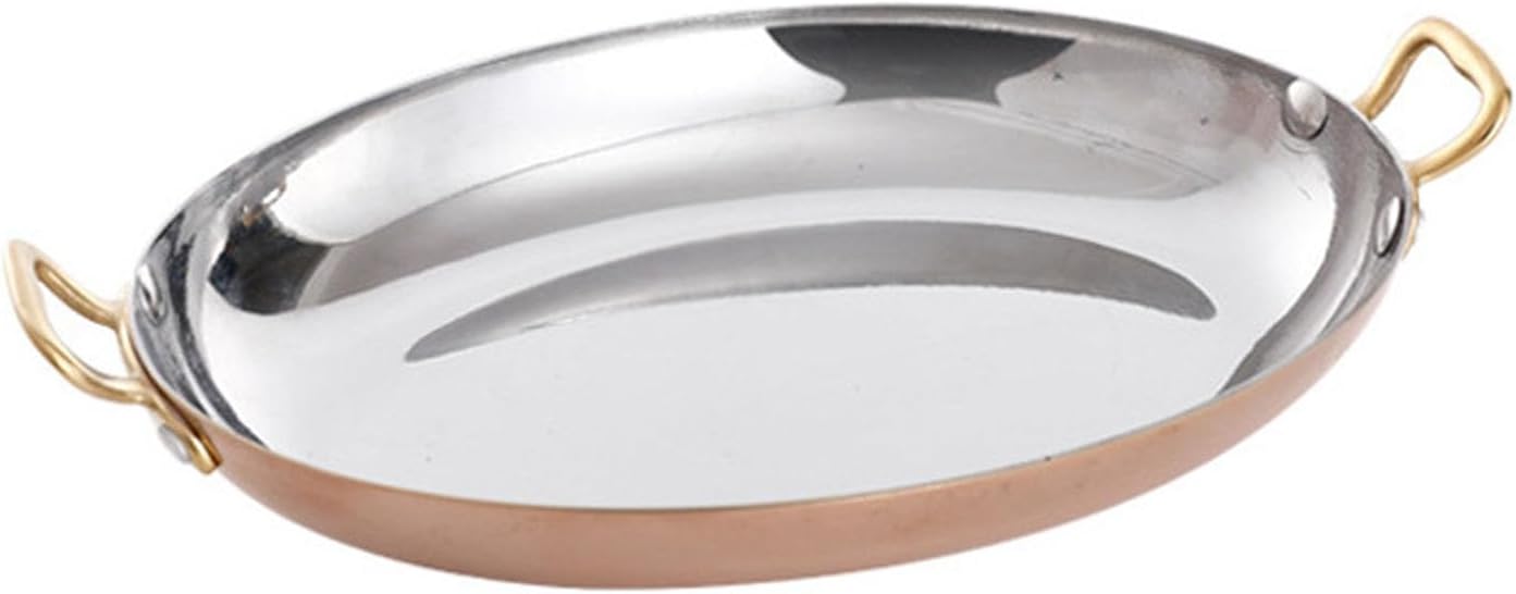Stainless Steel Oval Spanish Paella Pan, Non Stick Seafood Lobster Plate with Double Riveted Handles for Home or Restaurants,C,25.5cm(B,36cm)