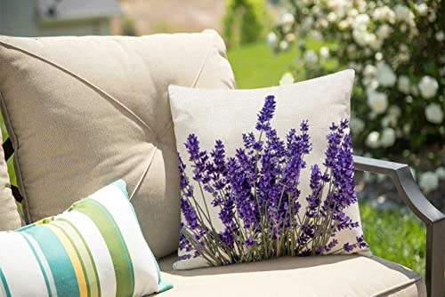 Cotton Linen Pillow Cover Lavender Flowers Throw Pillow Case Cushion Cover Pillowcase For Sofa Home Bed Decorative 18"X18" #TOP2