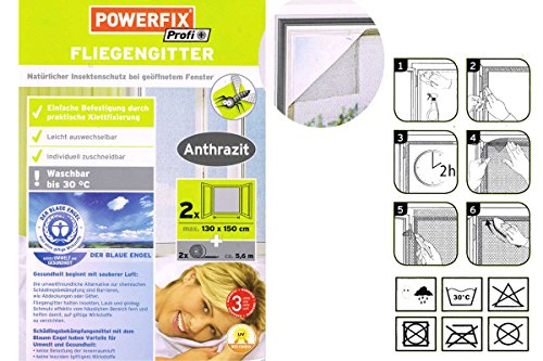 Preisvergleich Produktbild PowerfixProfi+ Fliegengitter für Fenster (Anthrazit)