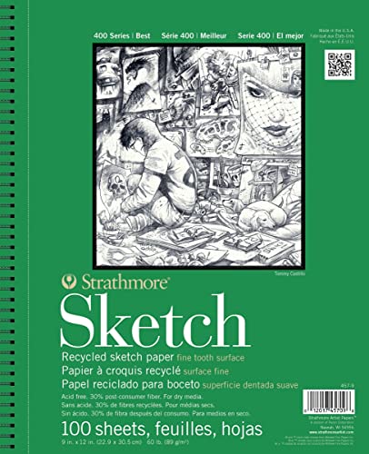 Strathmore 400 Series Sketch Pad, Recycled Paper, 3.5x5 inch, 100 Sheets - Artist Sketchbook for Drawing, Illustration, Art Class Students