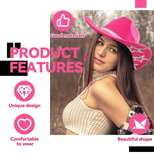 Image of SHENYI Cowgirl Hat and Bandana and Heart Sunglasses Glitter Rhinestone Star Cowboy Hat Western Sparkly Hats for Women Men