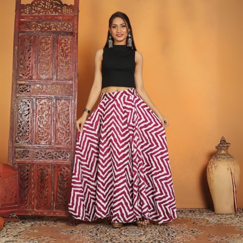 Image of JYESHTA Women's American Crepe Flared A Line Stitched Long Skirt with 12 Mtr Flare 40 in Height | Skirts for Women Long Length | Long Skirts for Girls
