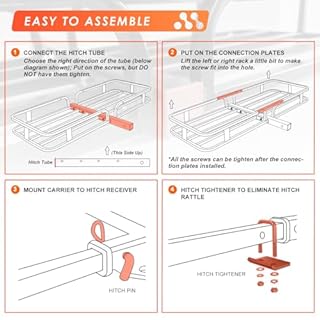 MeeFar Hitch Mount Cargo Carrier Basket 53" x19" x 5"+Waterproof Cargo Bag (51" x17"x 18"), Hauling Weight Capacity of 500 Lbs fit on 2 Inch Receiver with Hitch Stabilizer,Net and Straps