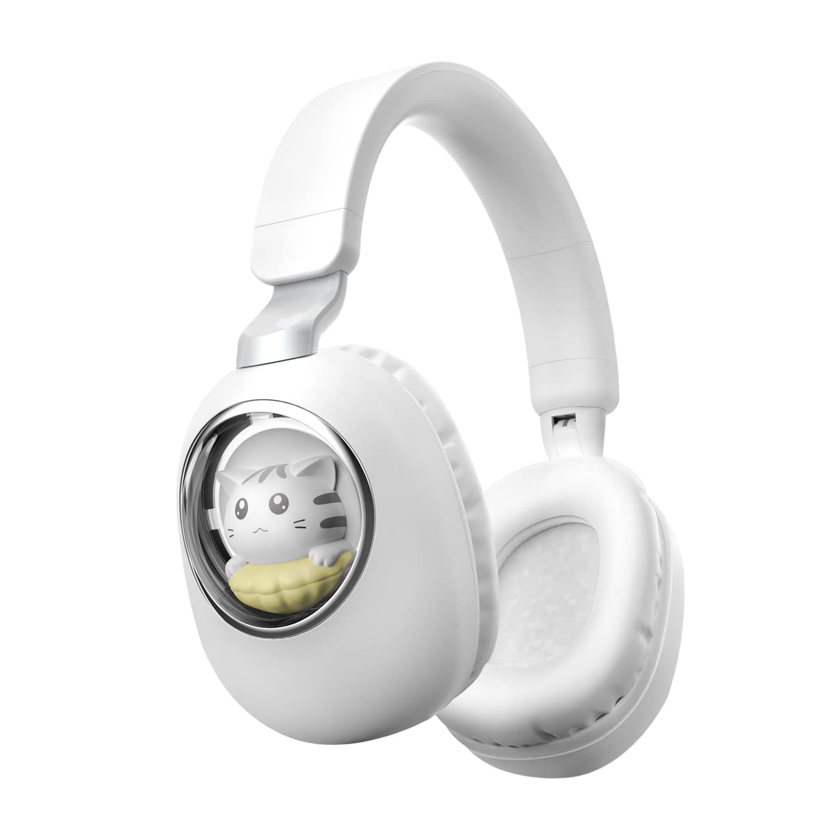 YUSONICWireless Headphones with led Lights， Kids Headphones for Girls Bluetooth Light up Over Ear with Microphone for School/Travel/Phone/Kindle/pc/tv / MP3. (White)