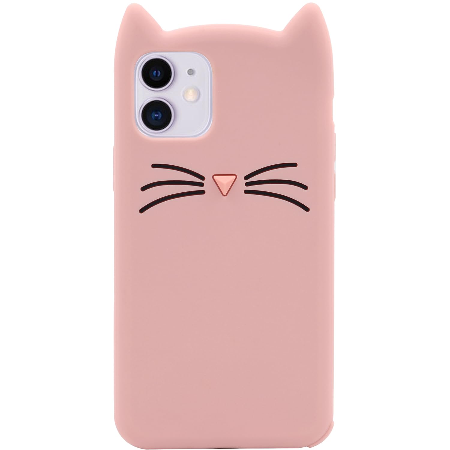 Coque silicone souple compatible iPhone 11 oreilles de chat mignonnes rose - 6
