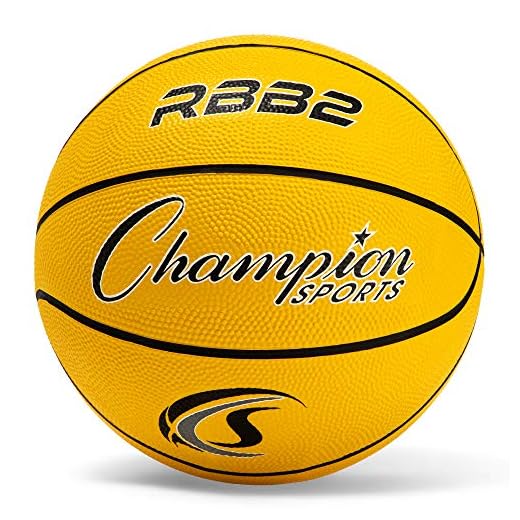 Champion Sports – Bolas de basquete de náilon com capa de borracha resistente oficial, Júnior (Tamanho 5-70 cm), Amarelo