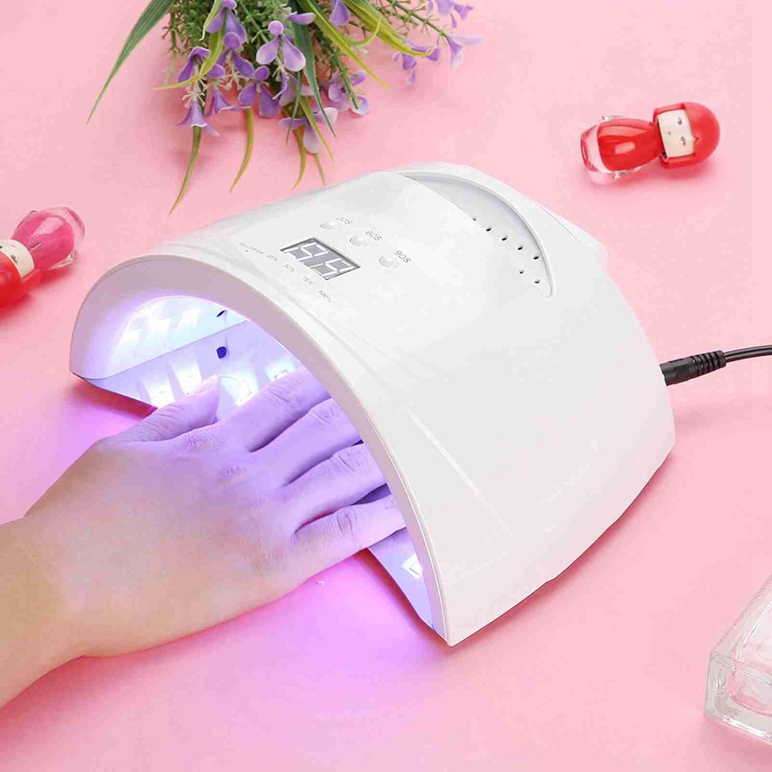 LED Nail Lamp, 48W Cordless Rechargeable Nail Lamp, Nail Led light Nail Polish Dryer Tool, Gifts for Woman Girl (US Plug)