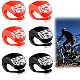 peaceking 6 Pezzi Luci Bicicletta LED, Luce Bicicletta Anteriore e Posteriori Impermeabile, 3 modalità di Illuminazione, Multiuso Luce Anteriore Bici in Silicone per Ciclismo Notturno (Nero+Rosso)