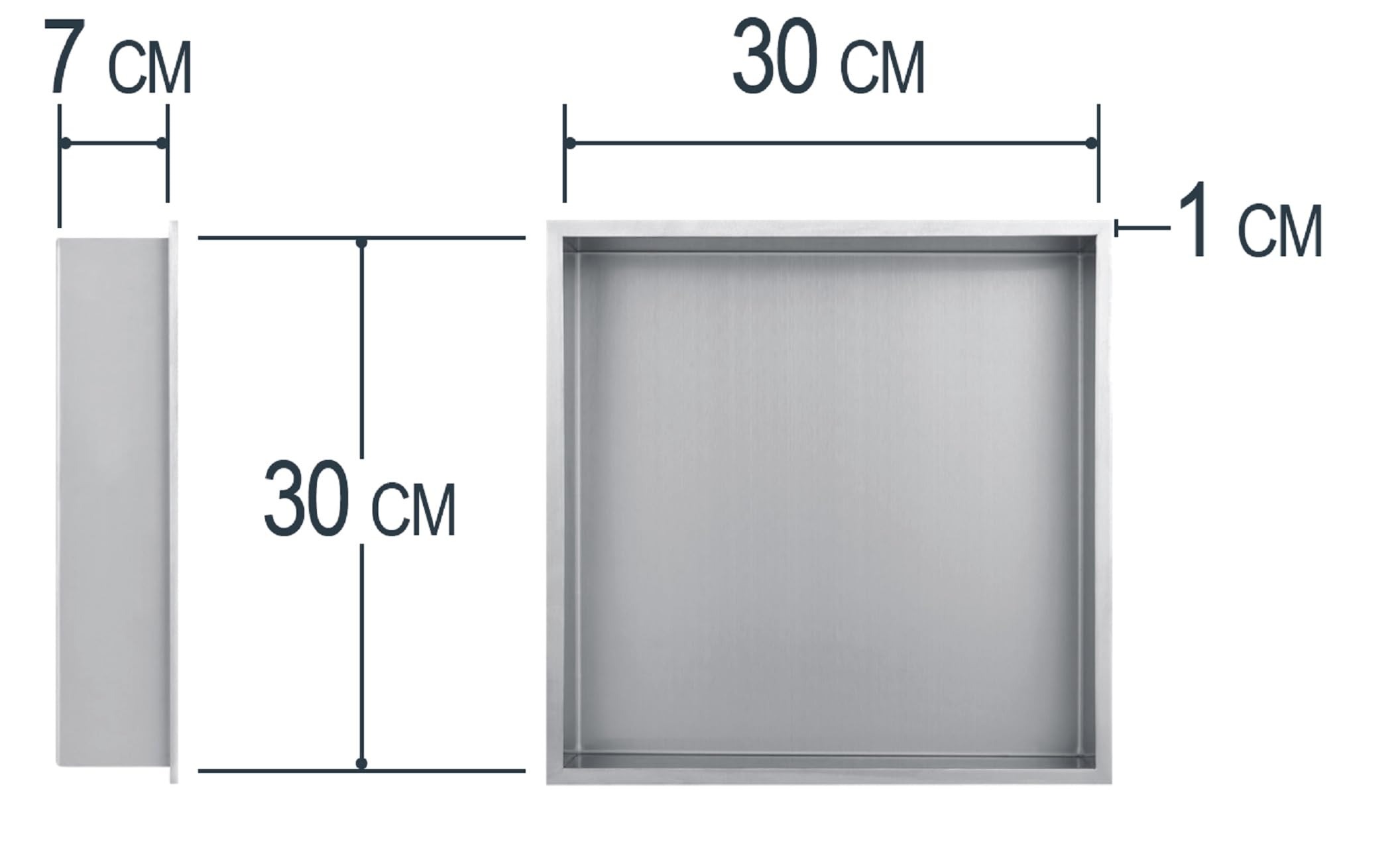 Nicchia da Doccia da Incasso 30x30x7 cm | Acciaio Inossidabile | Mensola da Parete per Bagno | Design Moderno | Resistente all'Umidità | EUROSANIT