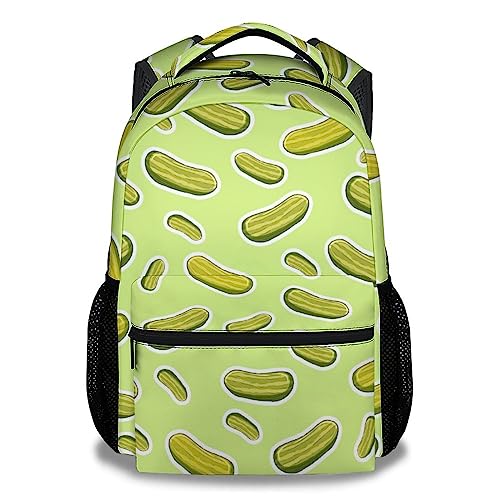 Mercuryelf Pickles Backpack for Girls Boys, 16 Inch Green Backpacks for School Travel, Casual Lightweight Bookbag for Kids