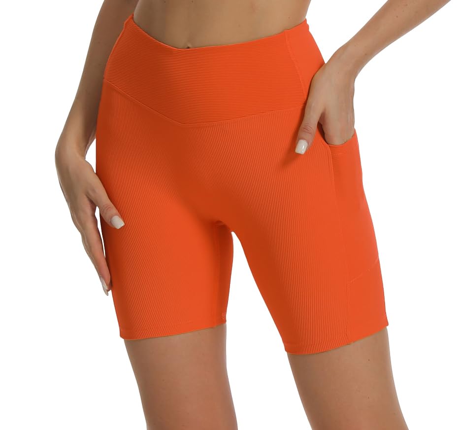 HOKOYI Women's High Waisted Spandex Biker Shorts 7" Gym Compression Shorts with Pockets Workout Running3