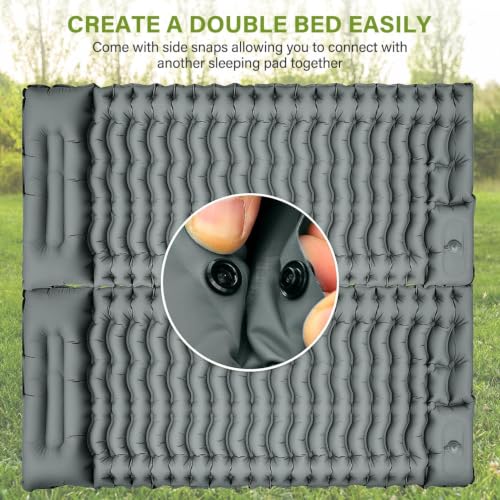 Image of FUN PAC Ultralight Inflatable Ca Camping Sleeping Pad, Ultralight Camping Mat with Pillow Built-in Foot Pump Inflatable Sleeping Pads Compact for Camping Backpacking Hiking Traveling - Gray