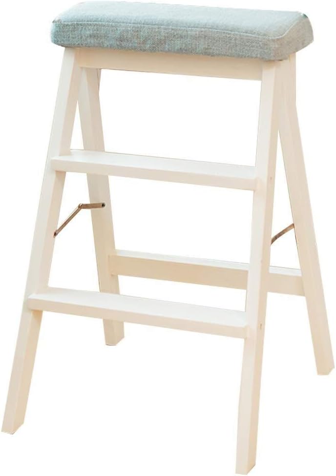 3 Step Stool-Folding Stairs Chair-Solid Wood Climb Step Ladder,for Living Room/Balcony/Courtyard (Color : B)