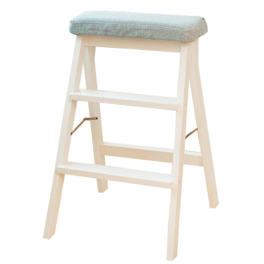 Taburete de 3 escalones y escalera de madera maciza para cocina y sala de estar