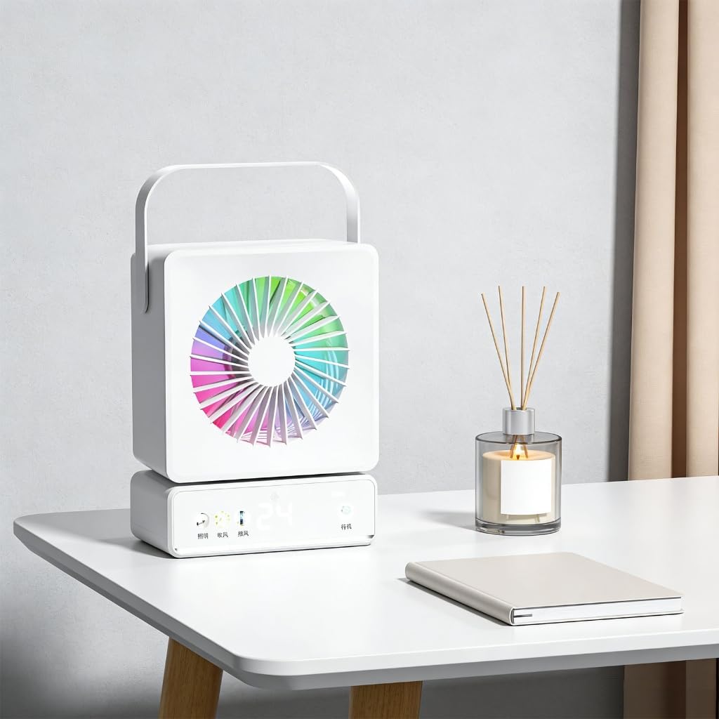 Ventilatore USB da tavolo con batteria da 6000 mAh e movimento largo 120 gradi per casa o ufficio