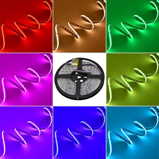 Tira LED flexible RGB y blanco cálido 16.4 pies 24V 68W miniatura 1