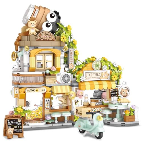 QLT City Coffee Shop Bausteine?1077 PCS Mini Klemmbausteine Baukasten, MOC Konstruktionsspielzeug Geschenke für Mädchen und Jungen 6-12 Jahre (Nicht Kompatibel Mit Lego)