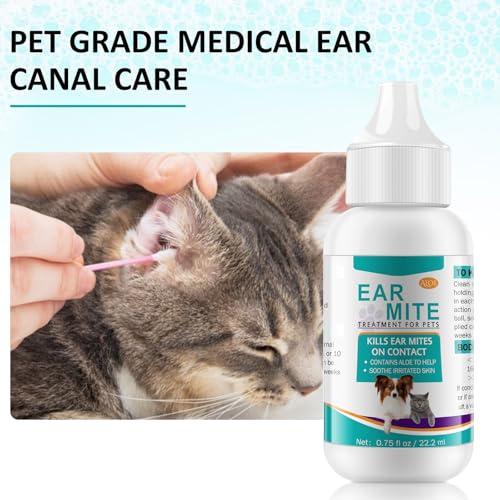 APCKFLEE Ohrmilbenöl für Hunde, Katzen, Haustiere 22ml, Sanfte Pflege bei Ohrmilben, Gegen Ohrmilben mit Kamille für Katze, Ohrentropfen Milben (30ML)