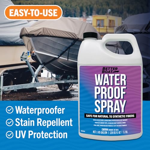 Fabric Waterproof Spray, 1 Gallon Heavy Duty Waterproofing Protector and Water Proof Repellent for Outdoor Marine Canvas, Boat Tops, Vinyl Seats, Tents, Clothing, Boots, Jackets, and Clothes