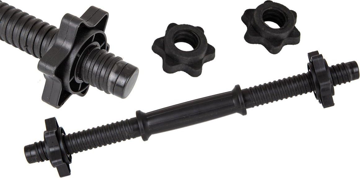 Gymtek - Barra Manubri, Lunghezza 35-45 cm, Ø 24 mm (+/-2 mm), Chiusure a 2 Stelle, Impugnatura Zigrinata, Barra Manubri, Maniglie Manubri per Pesi, Dischi Peso, Manubri - Nero o Argento
