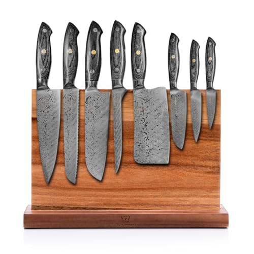 KÜCHENKOMPANE Edelstahl Messerset Kumai mit magnetischem Messerblock | 8-teiliges Küchenmesser Set | Kochmesser mit ergonomischen Epoxid-Griff | rostfrei & scharf | Made in Germany