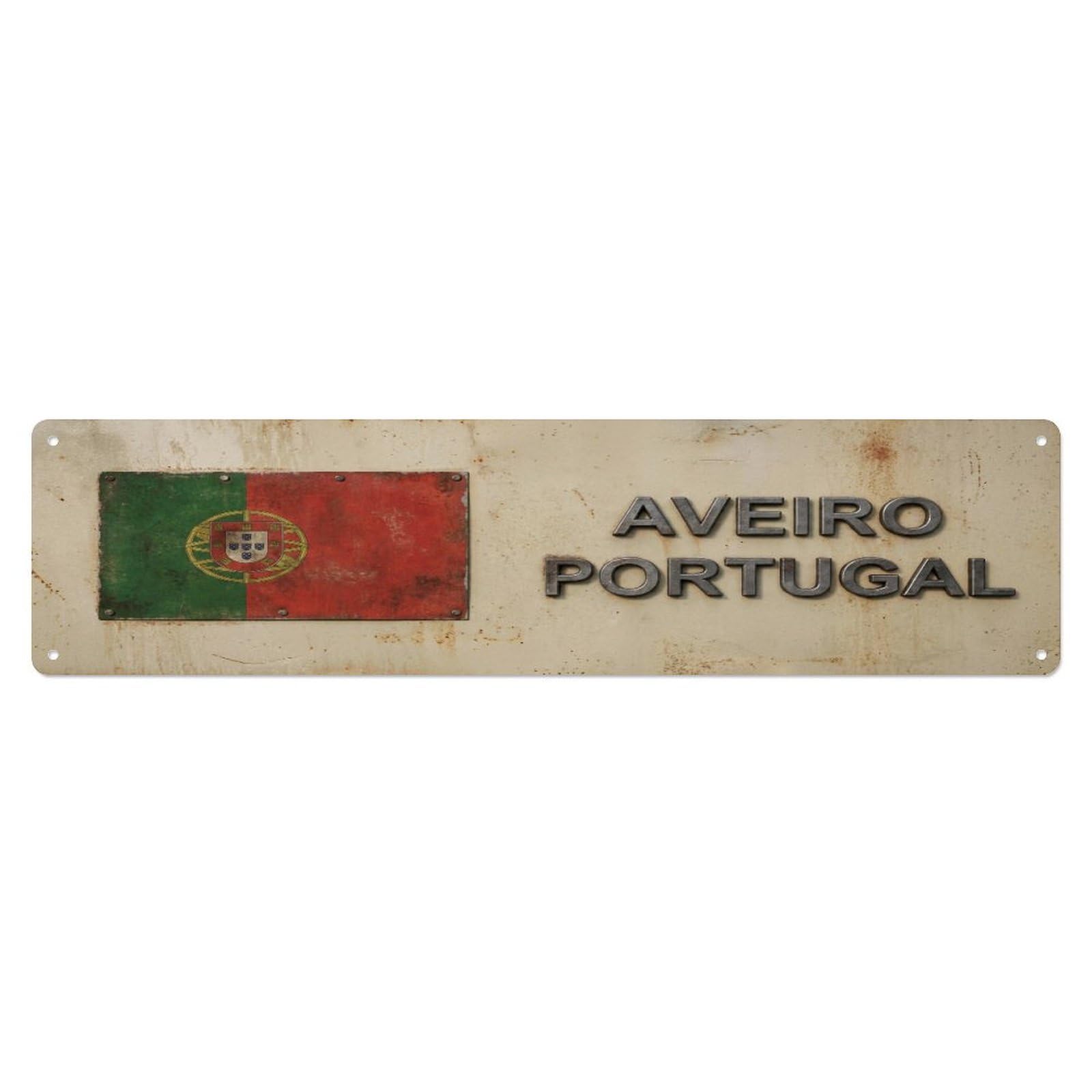 Metal Tin Sign Vintage Aveiro Portugal Flag Decor Rustic Travel