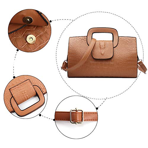 Image of ZLMBAGUS Women Vintage Flap Tote Top Handle Satchel Handbags PU Leather Clutch Purse Shoulder Bag