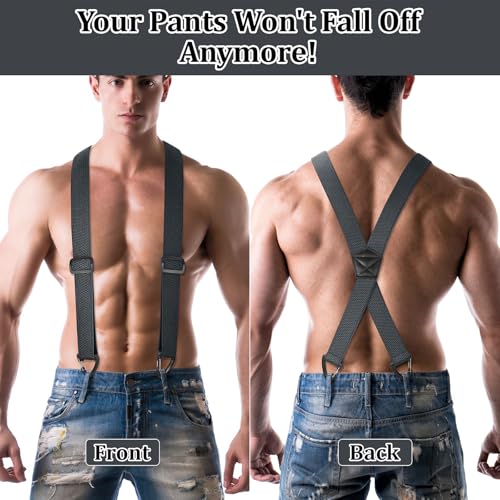 Image of SUNEZLGO Suspenders for Men Heavy Duty, X Back Hidden Suspender 1.5 inch Under Clothing, Adjustable Work Suspenders for Men Women