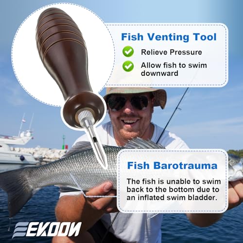 Image of Feekoon Fish Venting Tool, Venting Kit for Deep Sea Fishes with Stainless Steel Needle, Fishing Tackle for Saltwater Fishing Fish Release and Return (Patented)