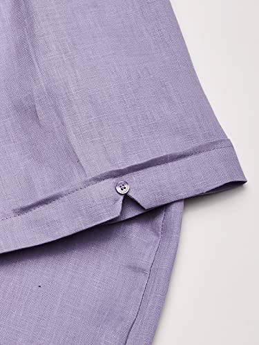 Cubavera Men's 100% Linen Four-Pocket Short Sleeve Button-Down Guayabera Shirt (Size Small - 5X), Heirloom Lilac, Large #TOP4