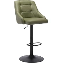 Bar Stools Brage Living Swivel Bar Stool with Back, Adjustable Fabric Tufted Barstool, Upholstered Counter Height Airlift Bar Chair for KitOlive Green Leather