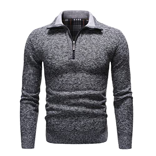 Pull zippé homme hiver chaud col roulé polaire gris foncé XXL