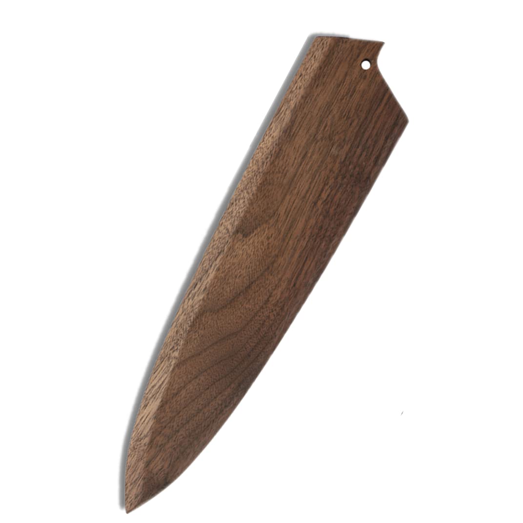 Aibote Black Walnut-Bevel Entrance Handmade Natural Black Walnut Wood Japanese Gyuto Chef Knives Sheath Magnetic Knife Case Holder Protector Wooden Cover(10 Inch,)