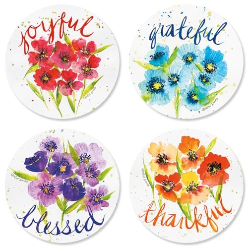 Poppies & Gratitude Every Day Envelope Seals (4 Designs) - Set of 144 1-1/2