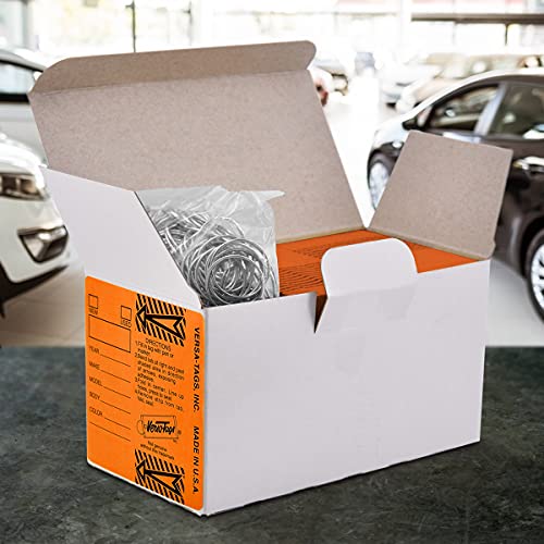 Image of Versa-Tags Orange Self-Protecting Key Tags with Chrome-Plated Split Rings, 500 Count Automotive Dealership Key Tags for Car Truck RV Inventory & Service Organization