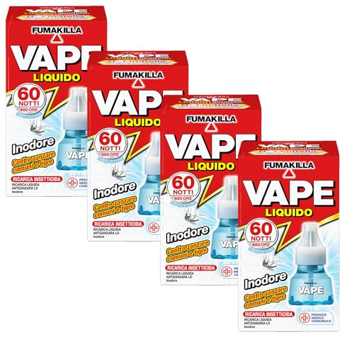 Vape Zanzare Ricarica Liquida Inodore 60 Notti 30Ml (4 Unità)