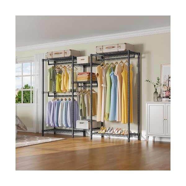  VIPEK-V6-Wire-Garment-Rack-Heavy-Duty-Clothes-Rack-with-Shelves-Freestanding-Portable-Wardrobe-Closet-Rack-for-Hanging-Clothes-Closet-System-736-L-x-173-W-x-764-H-Max-Load-850LBS-Black