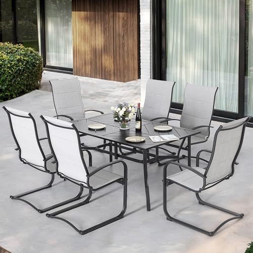 Image of NUU GARDEN Patio Chairs Set of 4, All Weather Outdoor Padded Textilene Patio Dining Chairs, Breathable Spring Motion Textile High Back Outdoor Dining Chairs for Backyard, Lawn, Deck, Gray