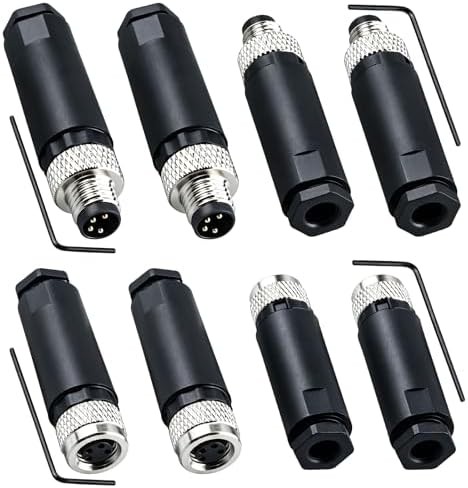 M8 4 Pin A Code Male & Female Panel Connector IP67 4 Sets