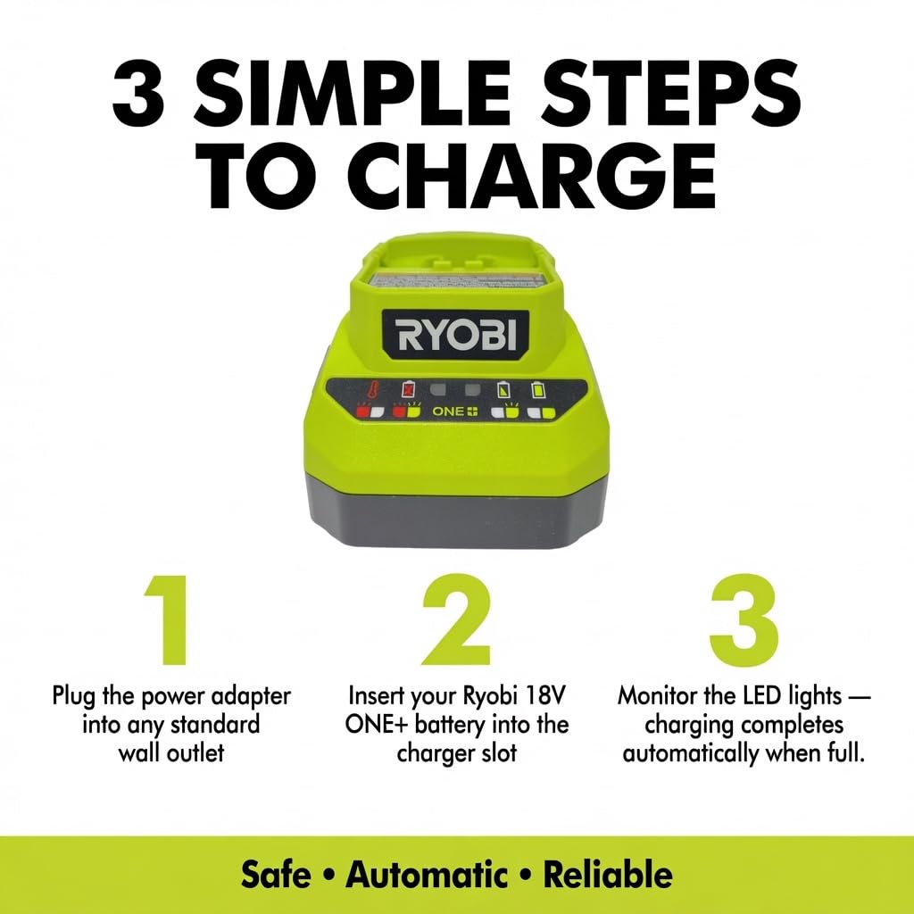 Cargador Ryobi de 18 voltios PCG002, (sin Embalaje al por Menor, empaquetado a Granel)